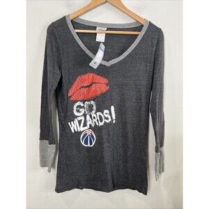 Womens NBA Go Wizards Gray V-Neck Long Sleeve T-Shirt NEW‎ M